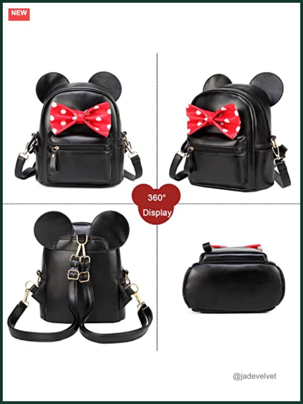 Faux Leather Convertible Mini Backpack Purse with Bow Sequin - Picture 3 of 5